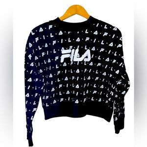 FILA allover logo crop crew